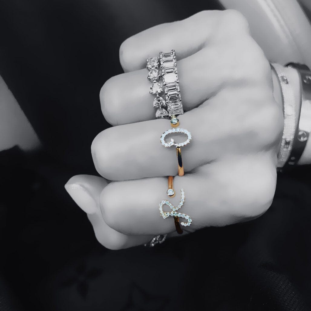 Diamond Initial Ring LULU KACHOO