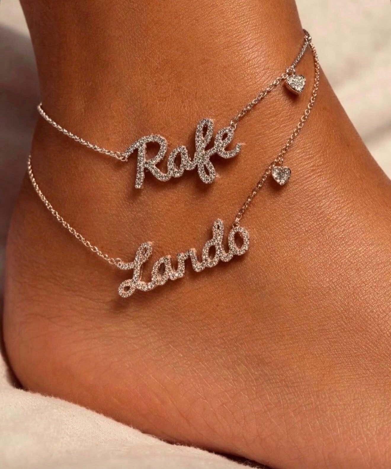 Diamond Name Heart Anklet Lulu Kachoo