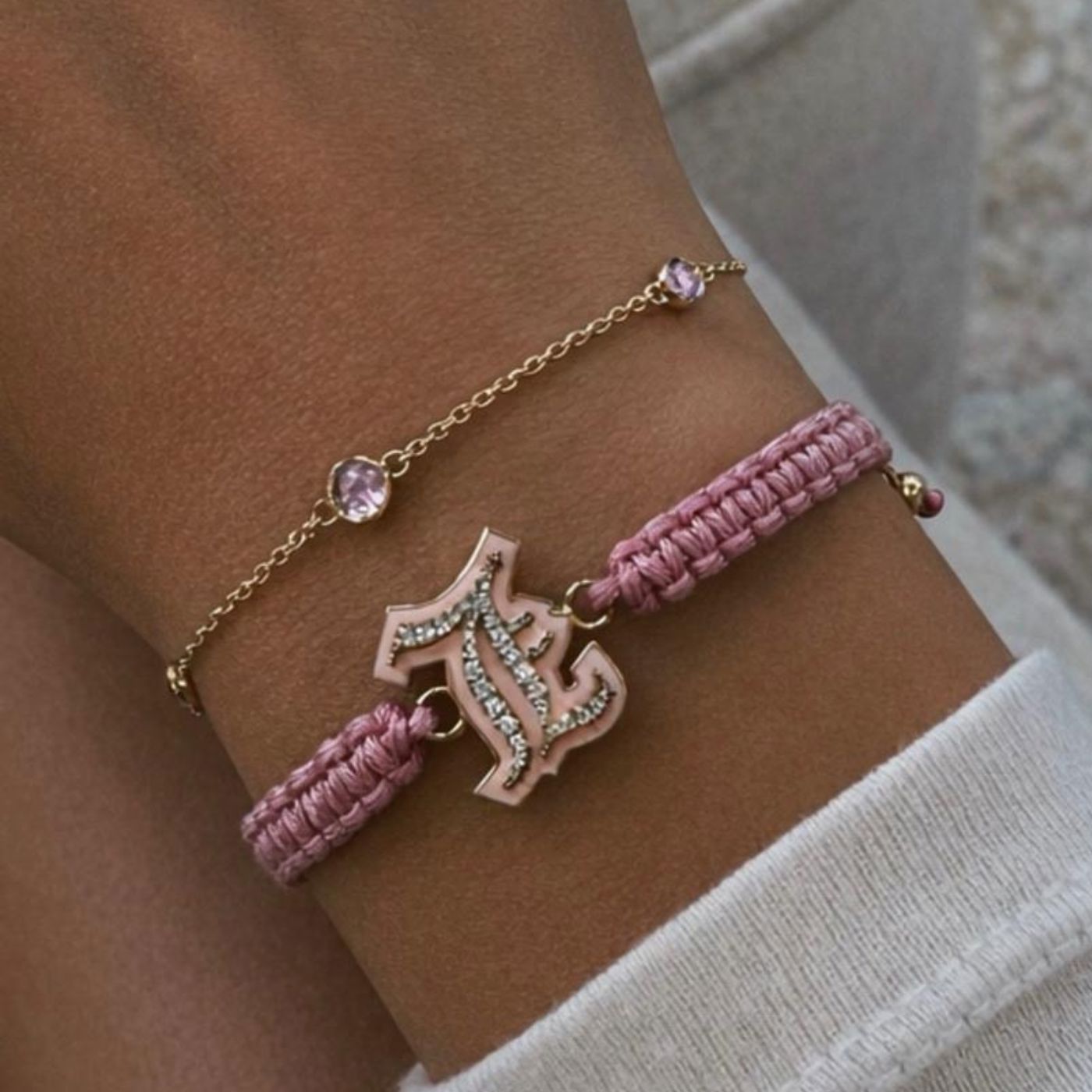 Enamel Diamond Initial Bracelet LULU KACHOO