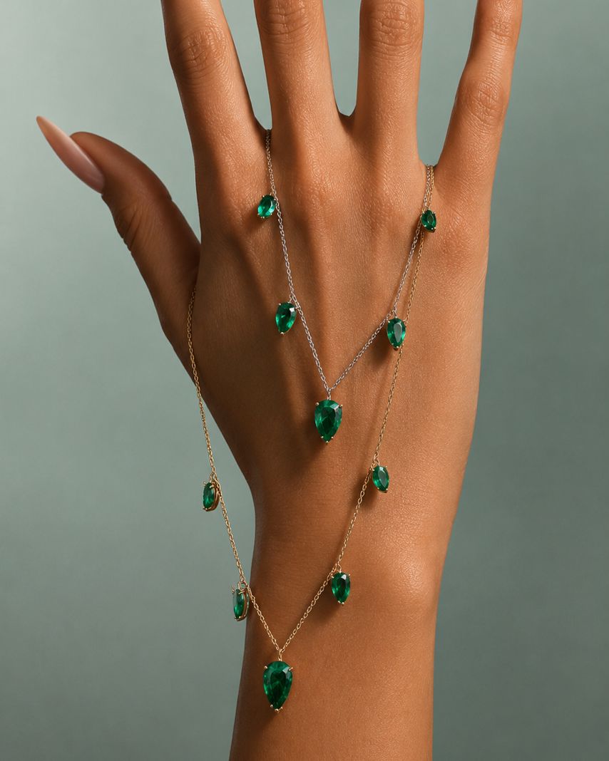 Floating Emerald Necklace Necklace Lulu Kachoo