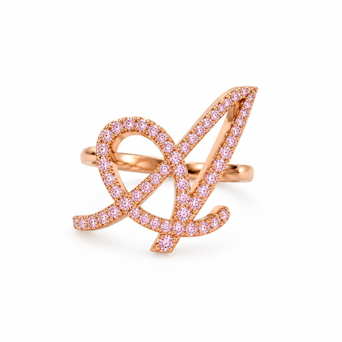 Pink Statement Diamond Initial Ring Ring LULU KACHOO