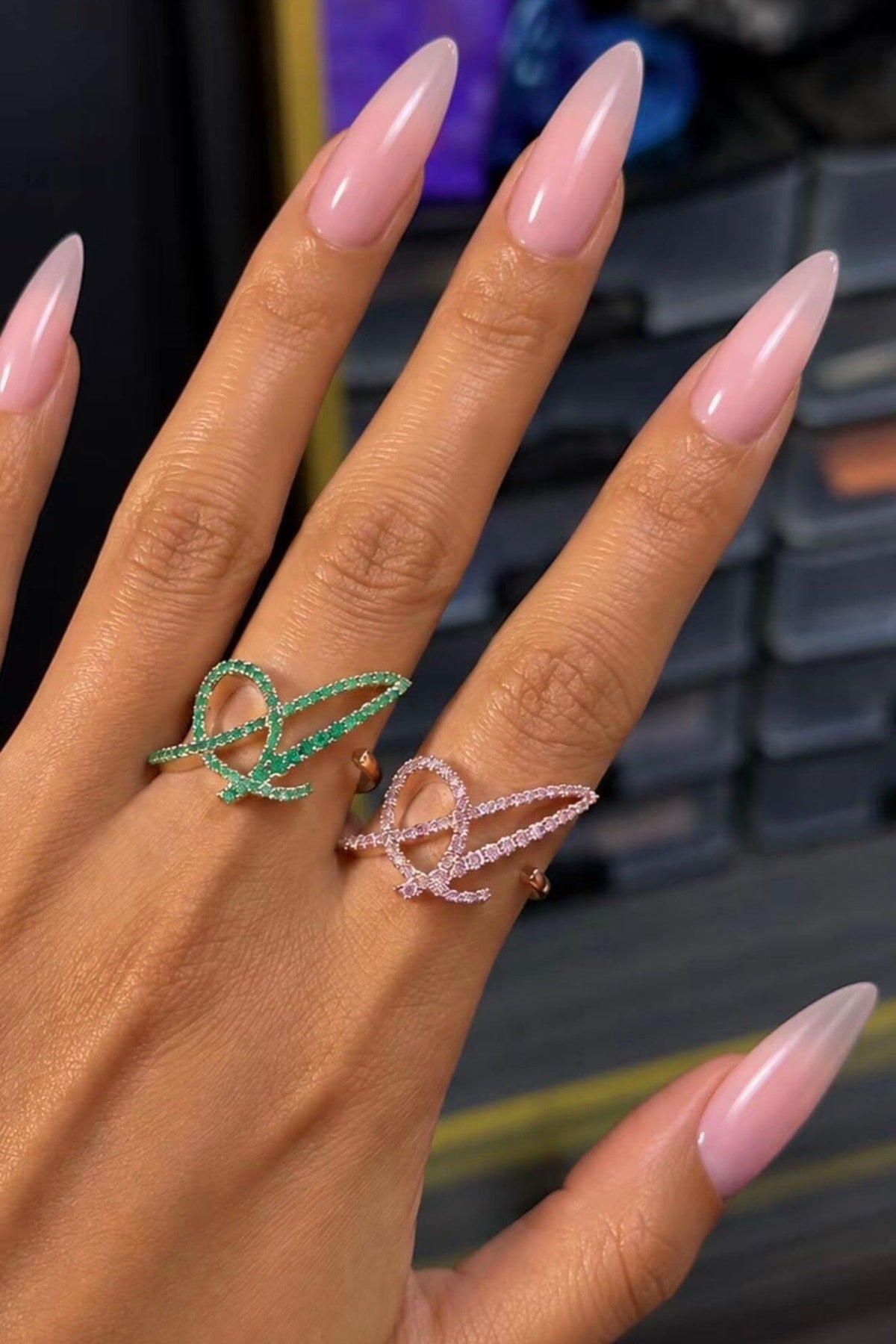 Pink Statement Diamond Initial Ring Ring LULU KACHOO