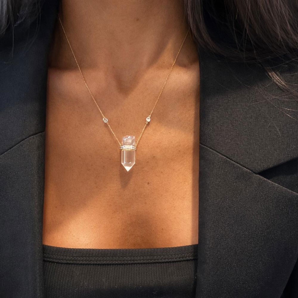 Rose Quartz Crystal Necklace LULU KACHOO