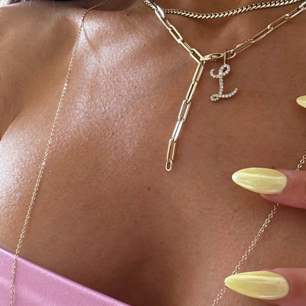 Script Initial Paperclip Necklace LULU KACHOO