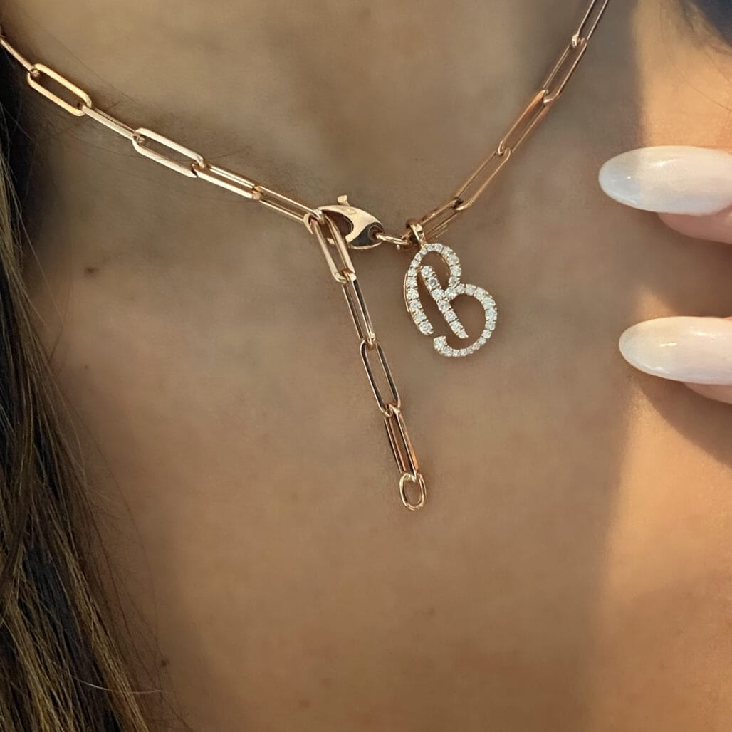 Script Initial Paperclip Necklace LULU KACHOO