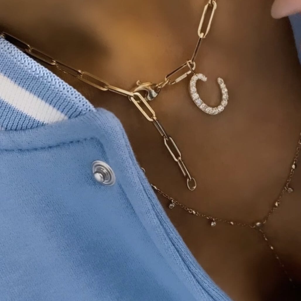 Script Initial Paperclip Necklace LULU KACHOO