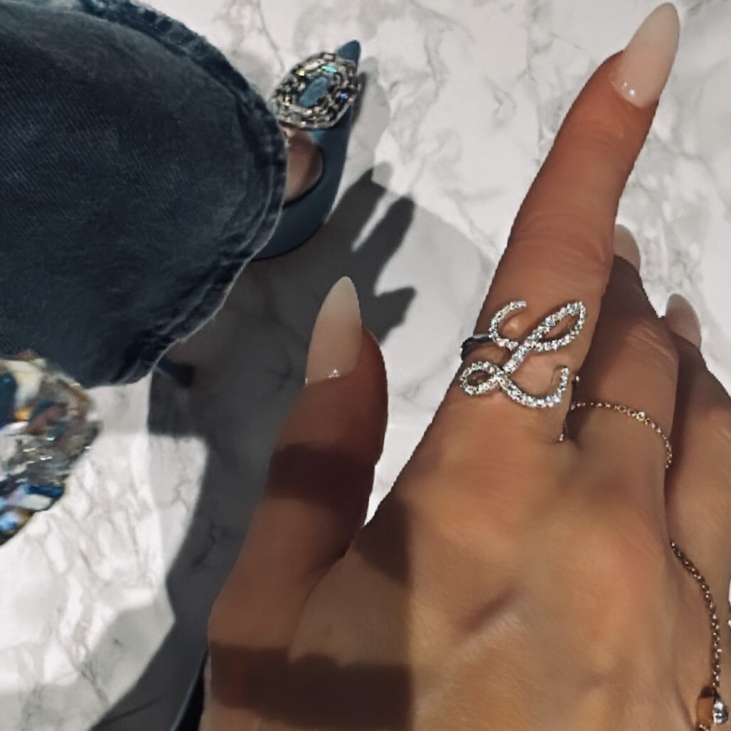 Statement Diamond Initial Ring LULU KACHOO