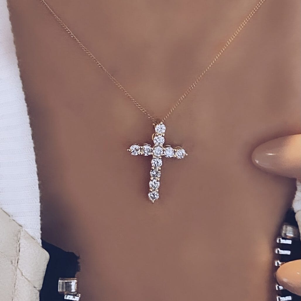 3 Claw Diamond Cross Necklace LULU KACHOO 