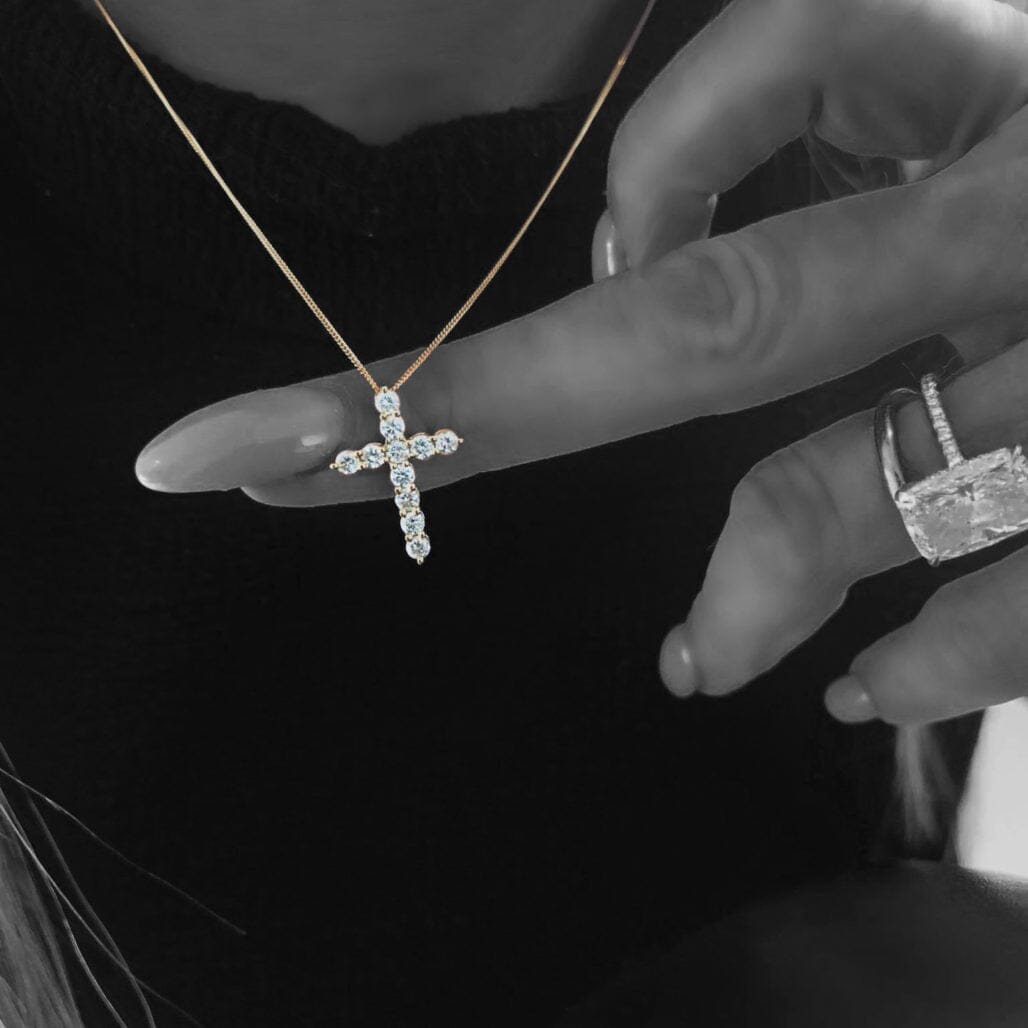 3 Claw Diamond Cross Necklace LULU KACHOO 