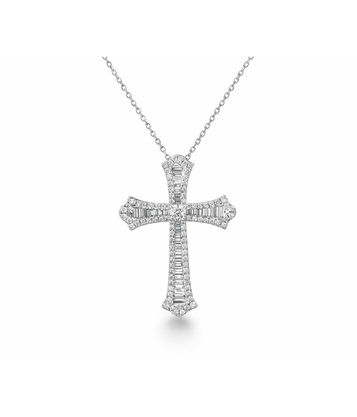 Diamond Baguette Cross Necklace LULU KACHOO 
