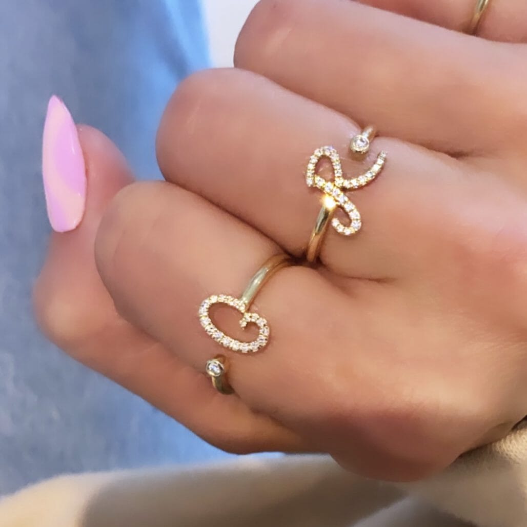 Diamond Initial Ring LULU KACHOO 