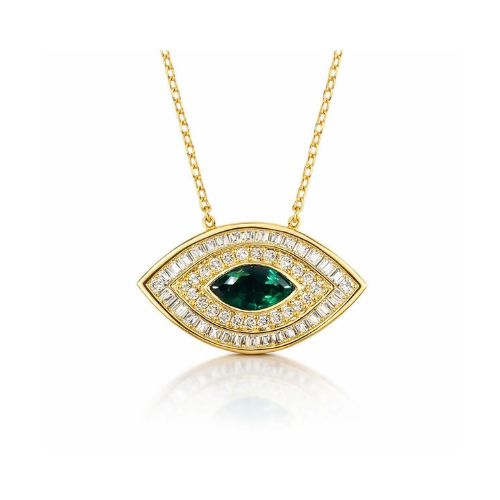 Emerald Evil Eye Necklace LULU KACHOO 