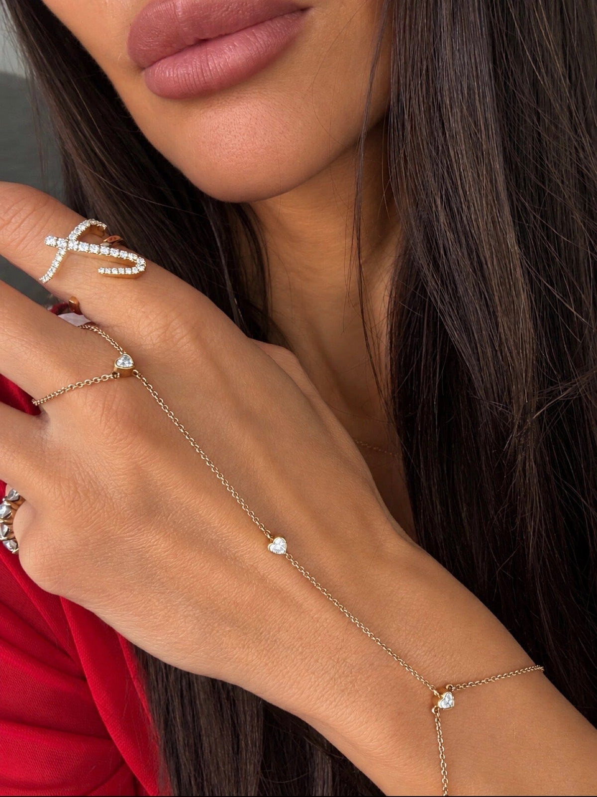 Floating Diamond Heart Hand Chain LULU KACHOO 