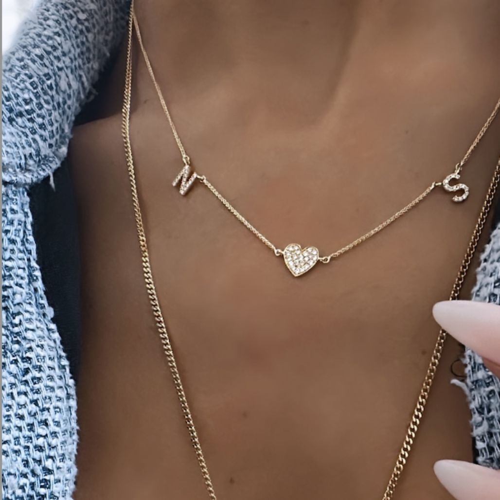 Heart Initial Necklace LULU KACHOO 