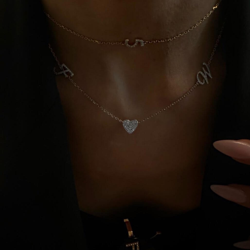 Heart Initial Necklace LULU KACHOO 
