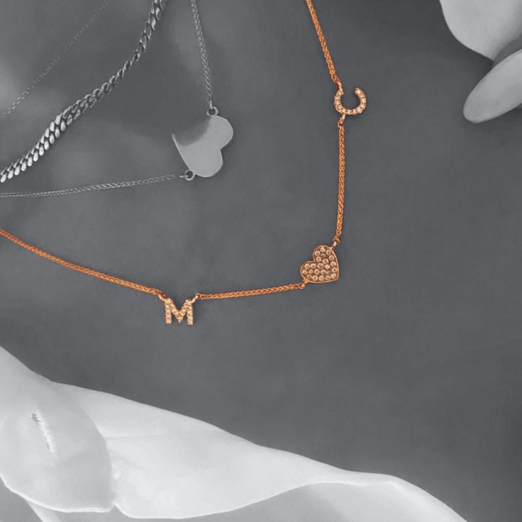 Heart Initial Necklace LULU KACHOO 