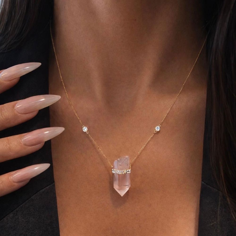 Rose Quartz Crystal Necklace LULU KACHOO 