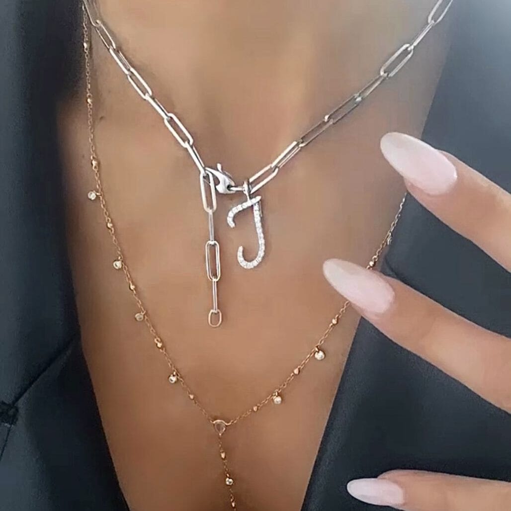 Script Initial Paperclip Necklace LULU KACHOO 