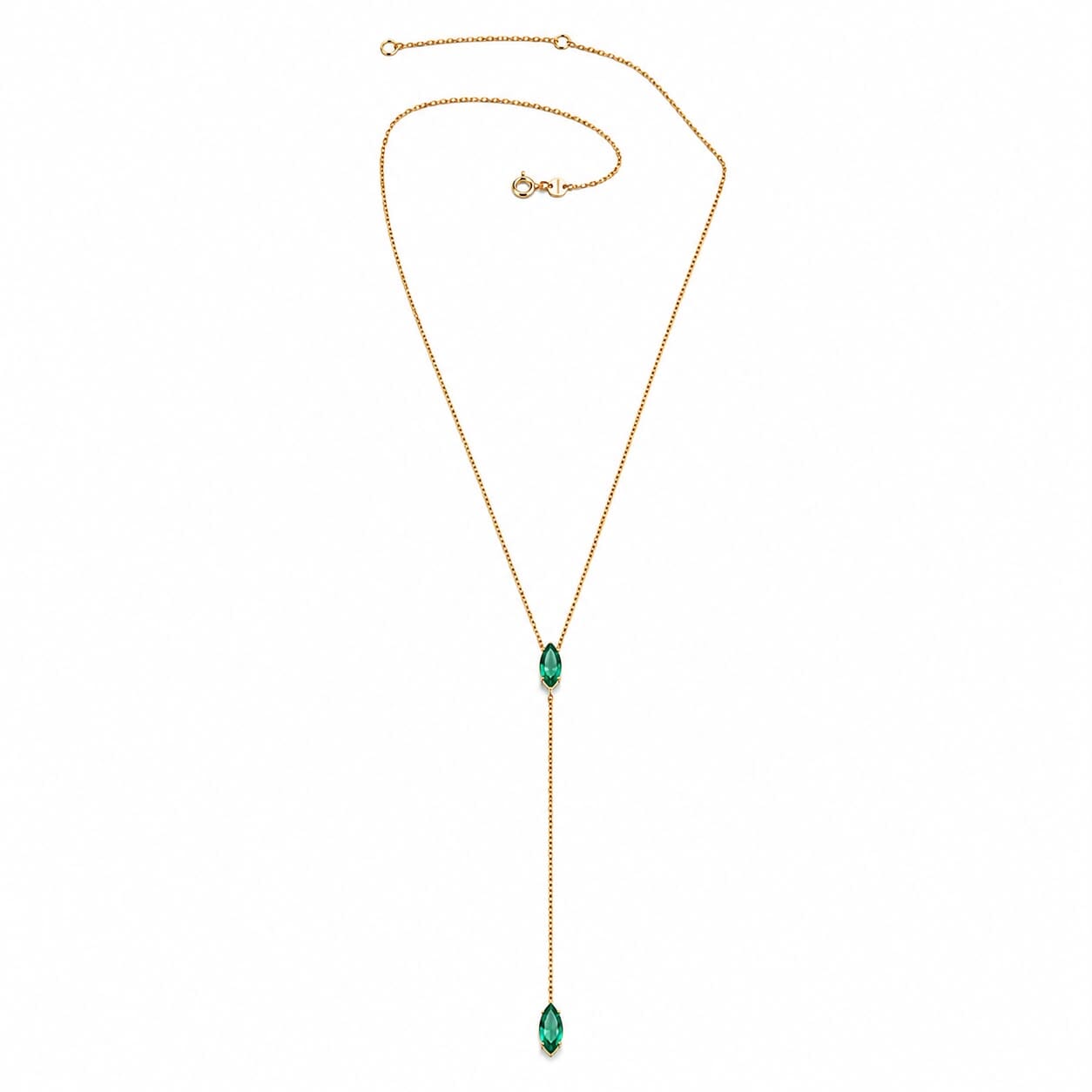 Twin Marquise Emerald Lariat Necklace Body Chain LULU KACHOO 