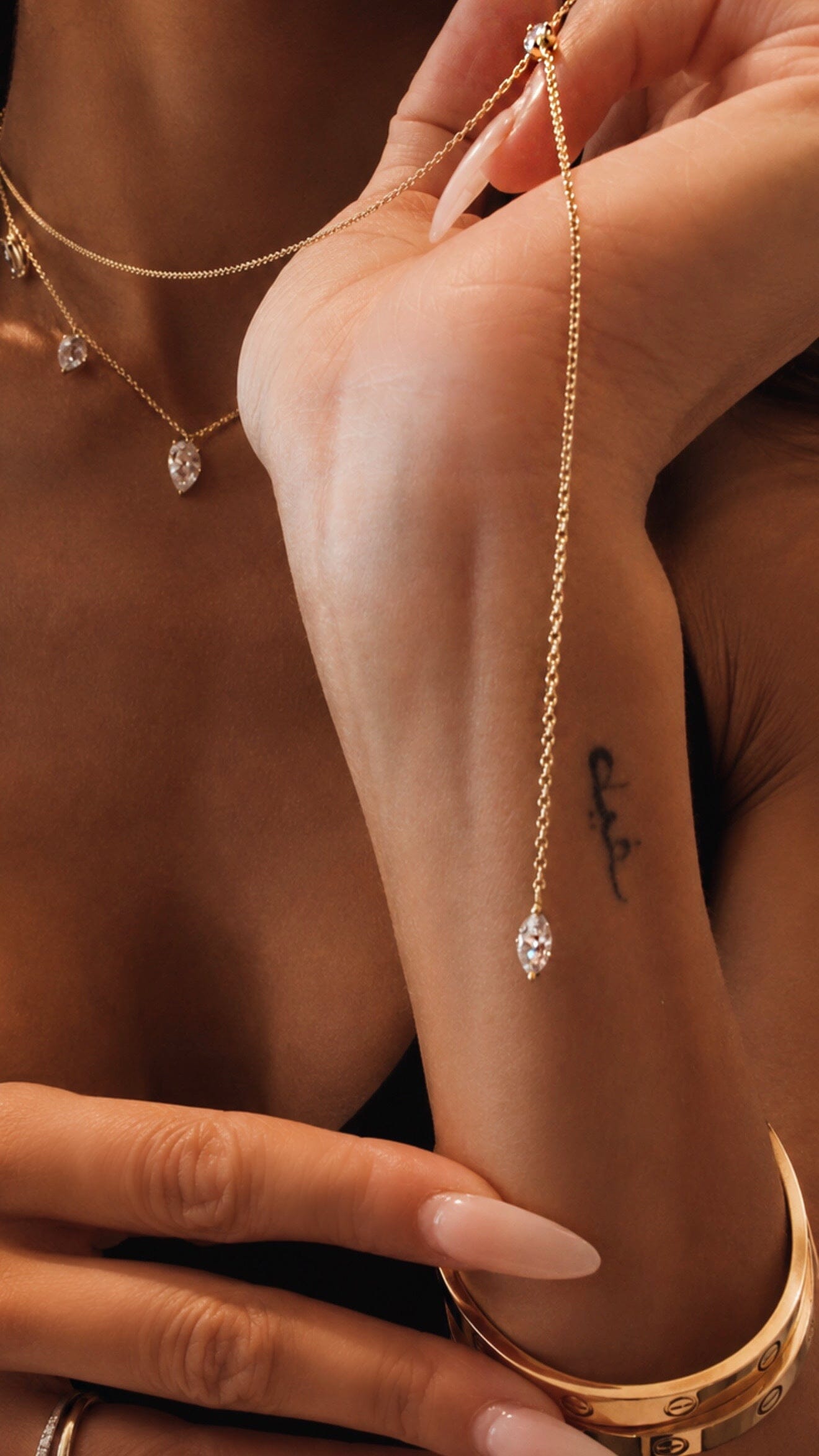 Twin Marquise Lariat Necklace Body Chain LULU KACHOO 