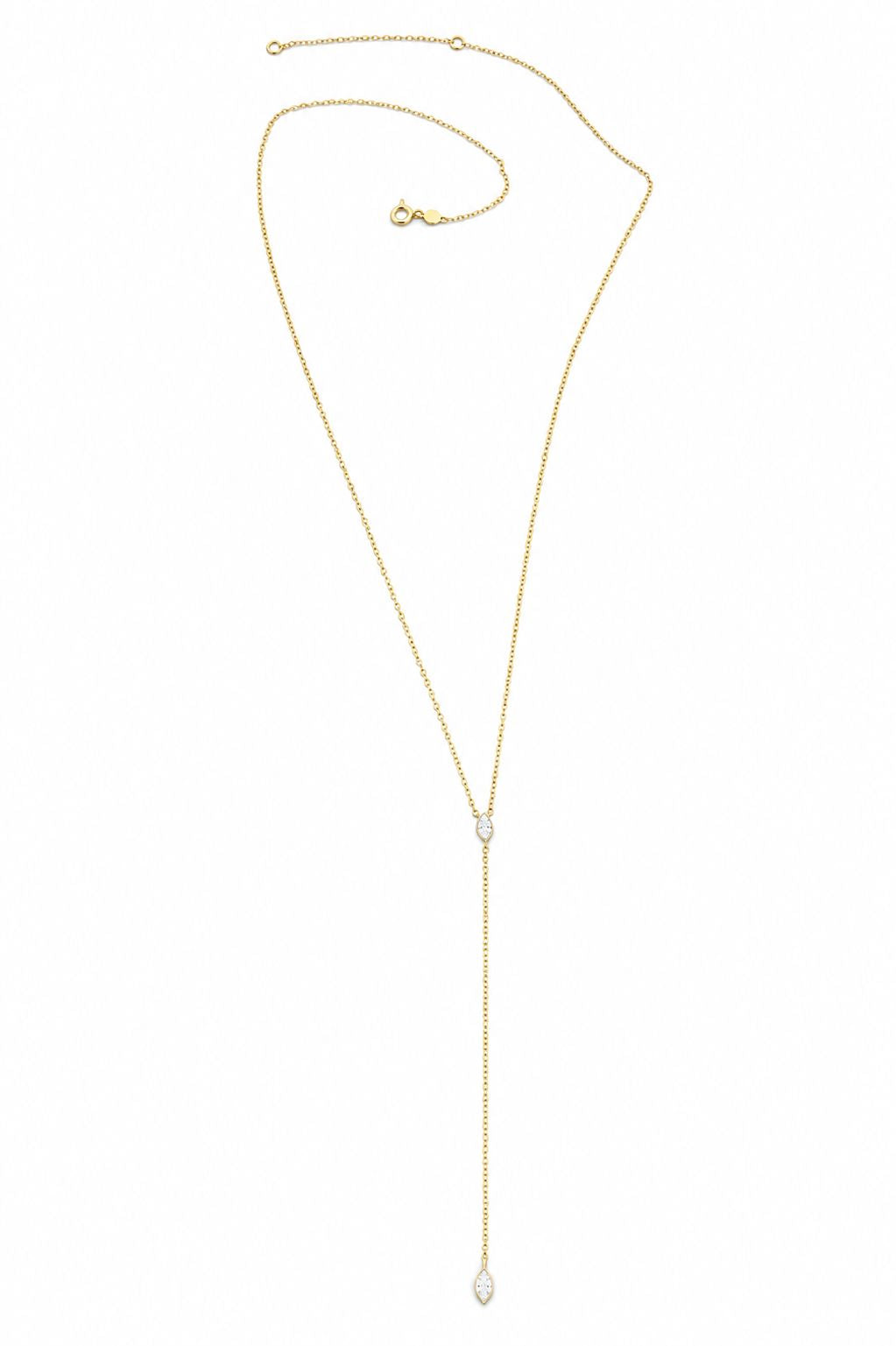 Twin Marquise Lariat Necklace Body Chain LULU KACHOO 